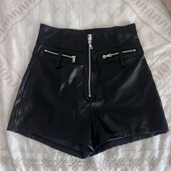 Black Leather Tiger Mist Shorts - Picture 5 of 7